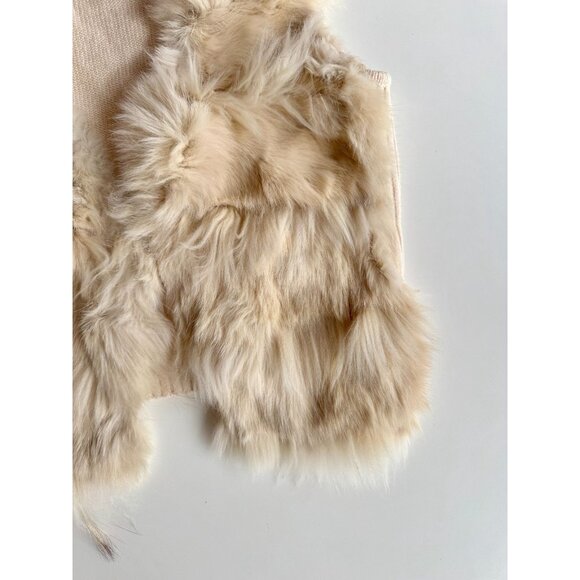 Girls' SIARE'S Beige Rabbit Fur Wool Knit Vest - Picture 6 of 11